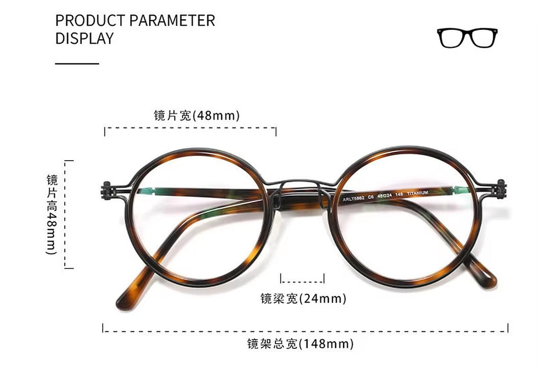 Black Mask Unisex Full Rim Round Titanium Eyeglasses BM-5862
