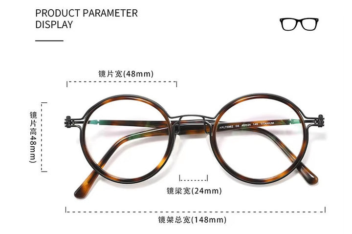 Black Mask Unisex Full Rim Round Titanium Eyeglasses BM-5862