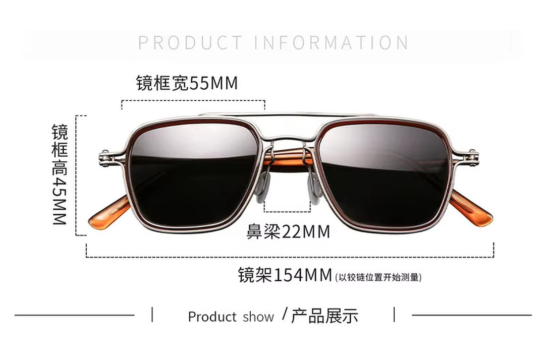 Black Mask Men Full Rim Square Titanium Polarized Sunglasses BM-5875S