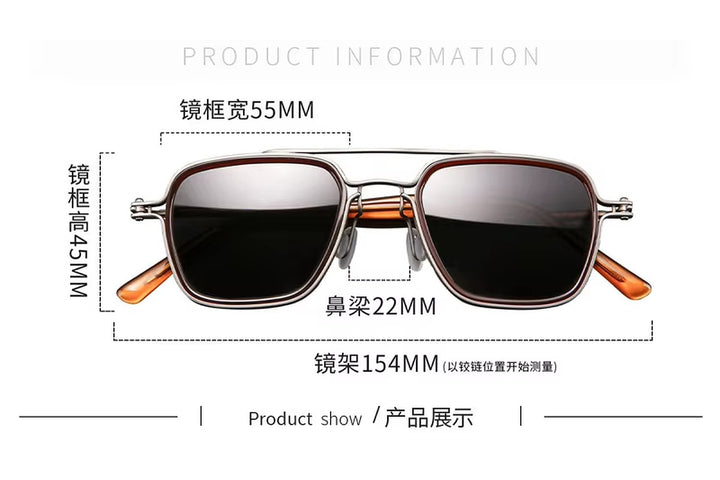 Black Mask Men Full Rim Square Titanium Polarized Sunglasses BM-5875S