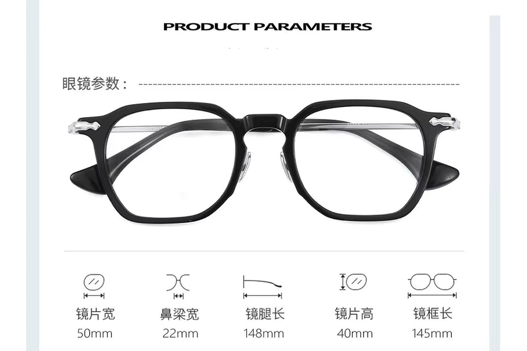Black Mask Unisex Full Rim Square Titanium Eyeglasses BM-80905