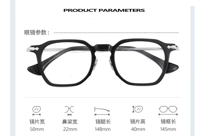 Black Mask Unisex Full Rim Square Titanium Eyeglasses BM-80905