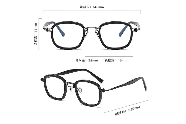 Black Mask Men Full Rim Square Titanium Polarized Sunglasses BM-A5863S