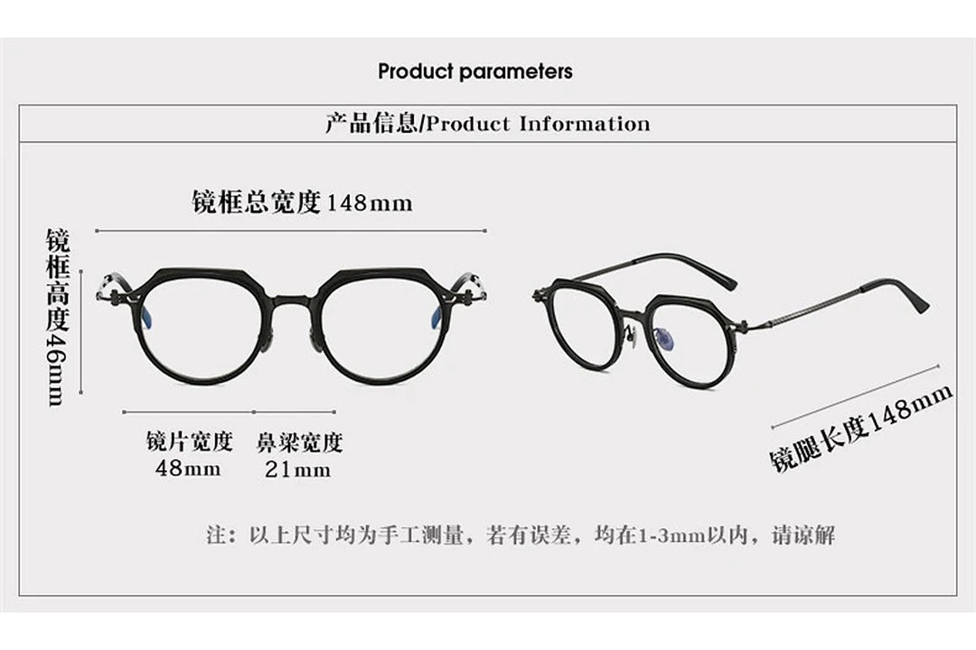Black Mask Unisex Full Rim Round Titanium Eyeglasses BM-A5872
