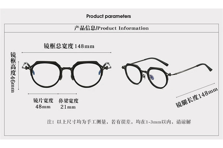 Black Mask Unisex Full Rim Round Titanium Eyeglasses BM-A5872