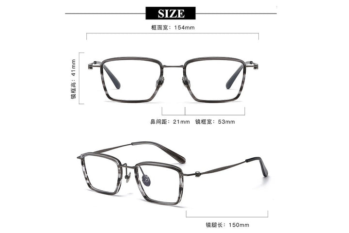 Black Mask Unisex Full Rim Square Acetate Eyeglasses BM-A6902
