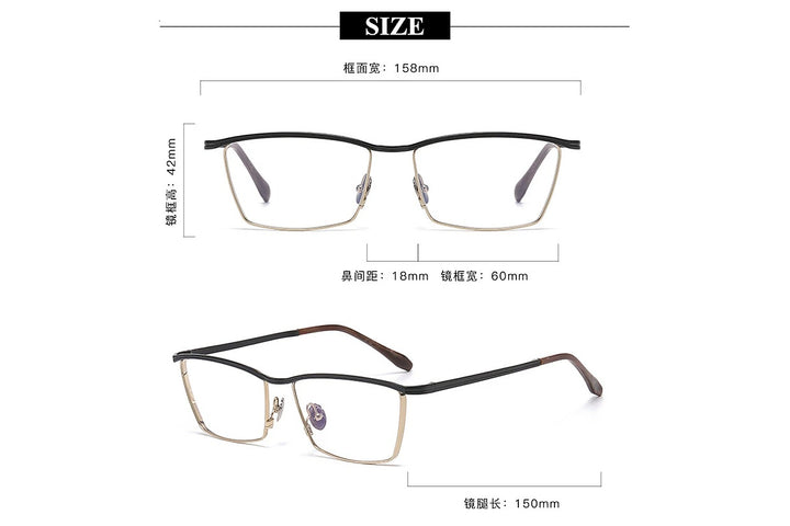 Black Mask Unisex Full Rim Square Titanium Eyeglasses BM-A6919