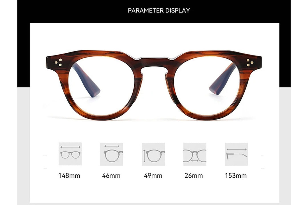 Black Mask Unisex Full Rim Round Acetate Eyeglasses BM-B55008