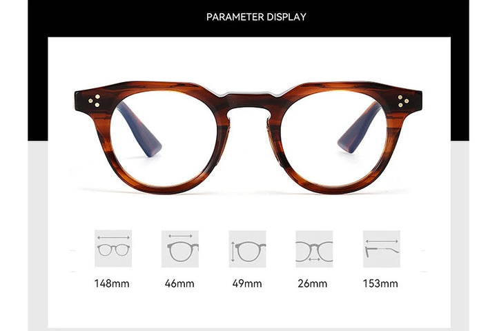 Black Mask Unisex Full Rim Round Acetate Eyeglasses BM-B55008