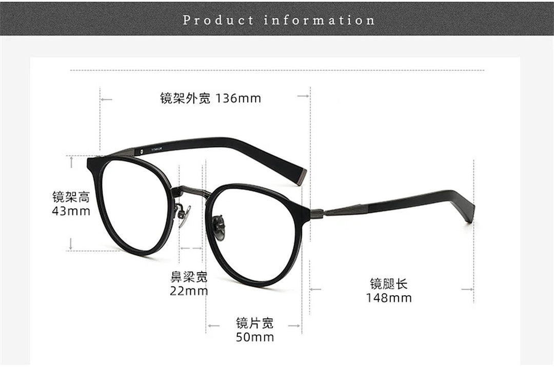 Black Mask Unisex Full Rim Round Acetate Eyeglasses BM-BKT10