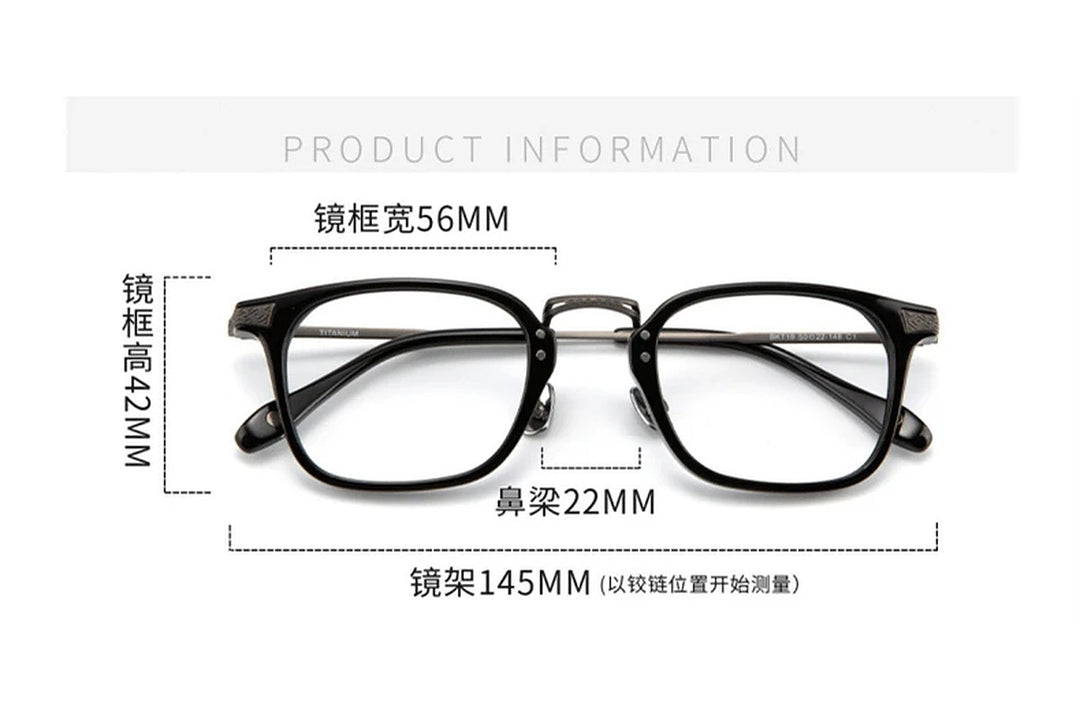 Black Mask Unisex Full Rim Square Acetate Eyeglasses BM-BKT19