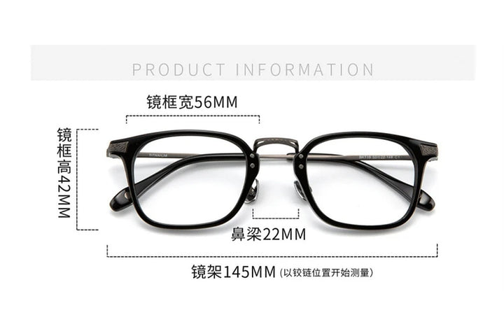 Black Mask Unisex Full Rim Square Acetate Eyeglasses BM-BKT19