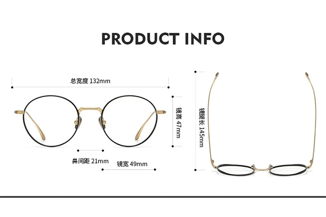Black Mask Unisex Full Rim Round Titanium Eyeglasses Fuz 11