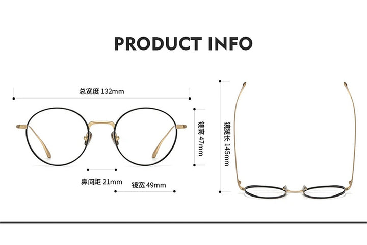 Black Mask Unisex Full Rim Round Titanium Eyeglasses Fuz 11