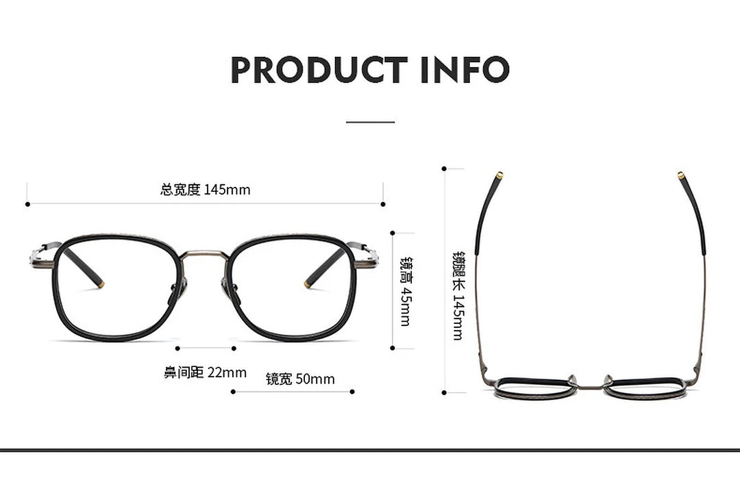 Black Mask Unisex Full Rim Square Titanium Eyeglasses Fuz 2