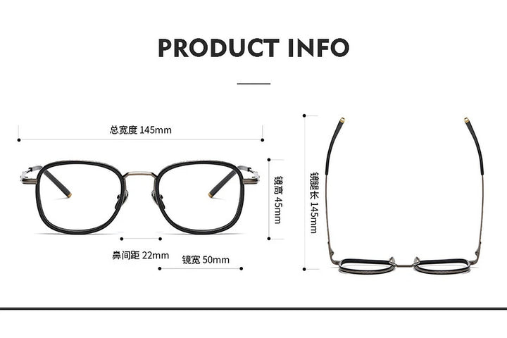 Black Mask Unisex Full Rim Square Titanium Eyeglasses Fuz 2