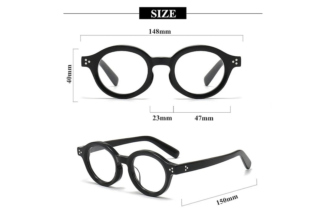 Black Mask Unisex Full Rim Round Acetate Eyeglasses Fuz 6