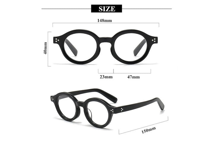 Black Mask Unisex Full Rim Round Acetate Eyeglasses Fuz 6