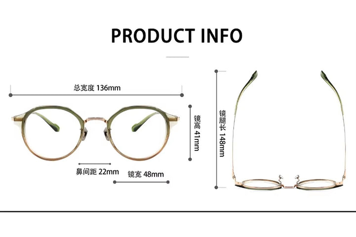 Black Mask Unisex Full Rim Round Titanium Eyeglasses BM-G636