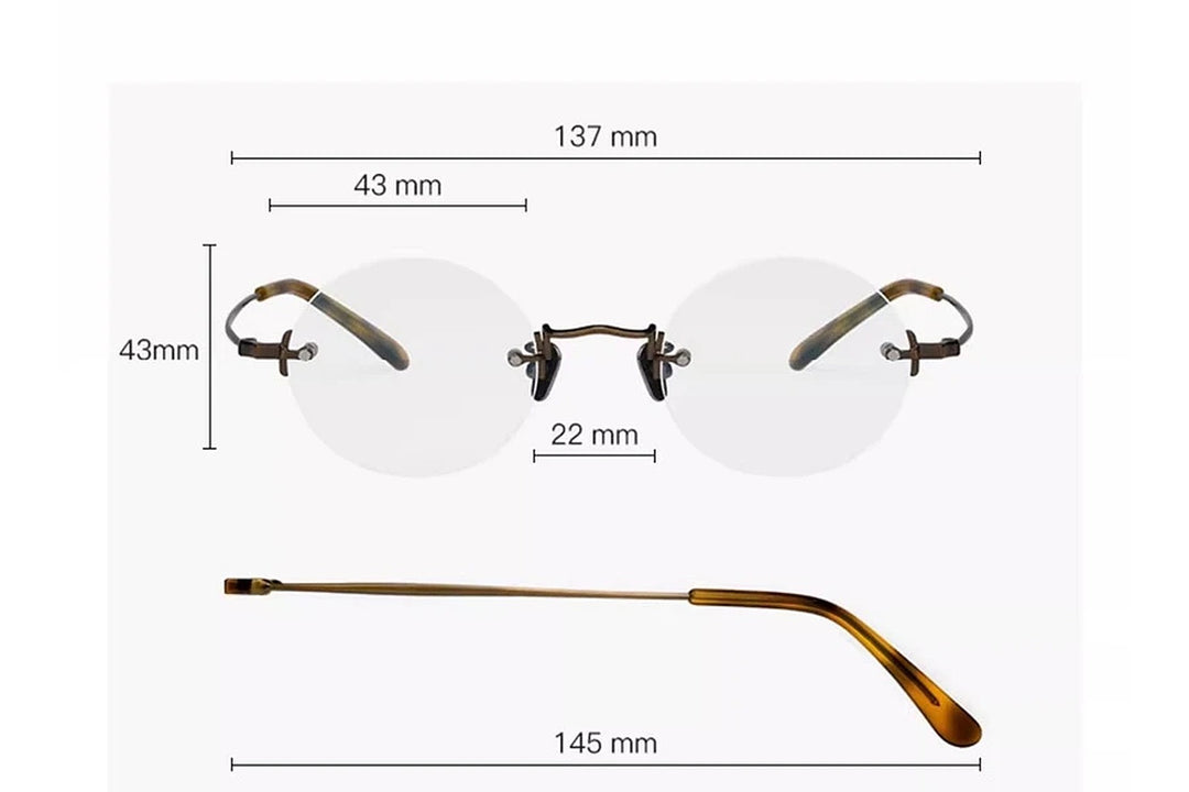 Black Mask Unisex Rimless Round Titanium Eyeglasses BM-KM272