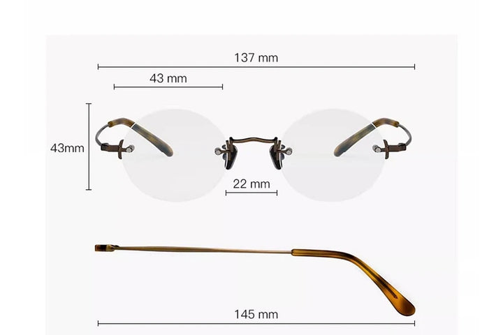 Black Mask Unisex Rimless Round Titanium Eyeglasses BM-KM272