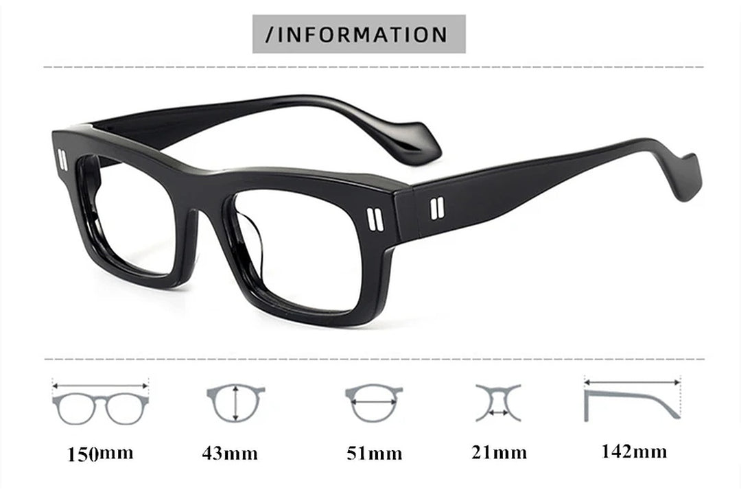Black Mask Unisex Full Rim Square Acetate Eyeglasses BM-L2037