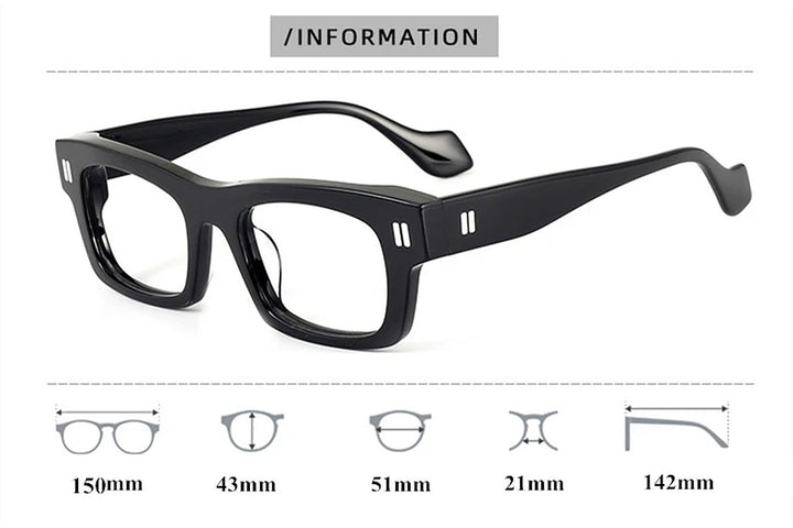 Black Mask Unisex Full Rim Square Acetate Eyeglasses BM-L2037