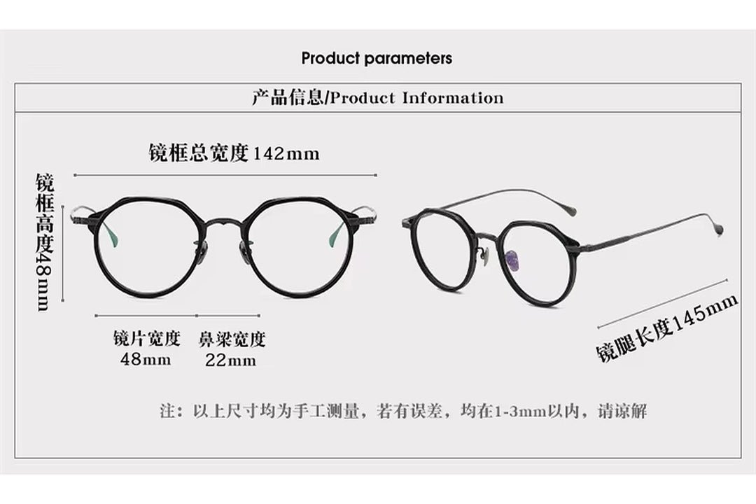Black Mask Unisex Full Rim Round Titanium Eyeglasses BM-LO04