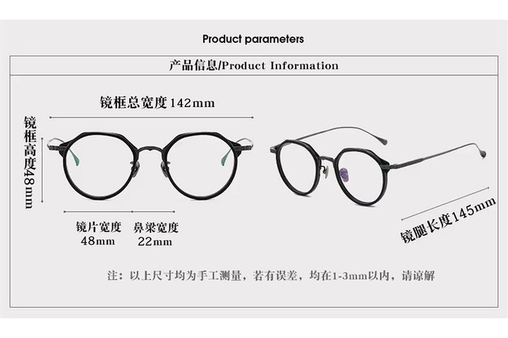 Black Mask Unisex Full Rim Round Titanium Eyeglasses BM-LO04