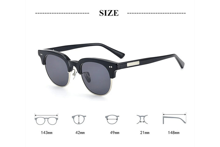 Black Mask Unisex Full Rim Square Acetate Polarized Sunglasses BM-LS015