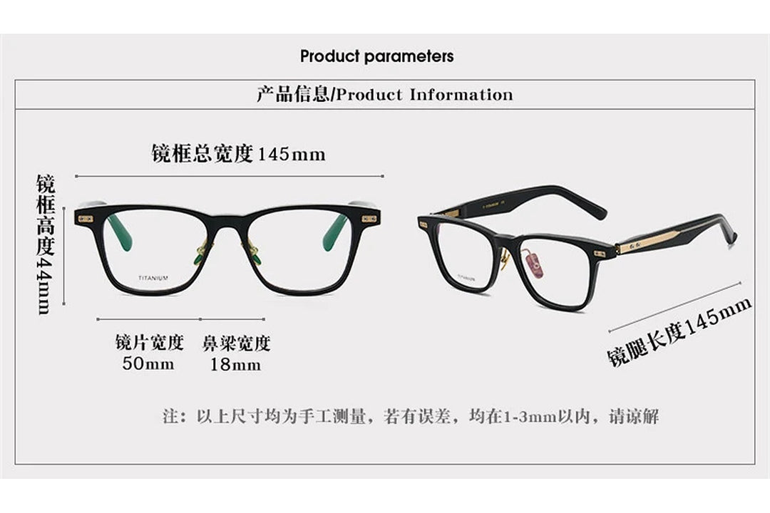 Black Mask Unisex Full Rim Square Acetate Eyeglasses BM-P752