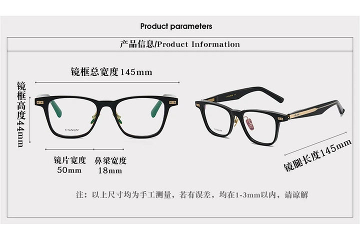 Black Mask Unisex Full Rim Square Acetate Eyeglasses BM-P752