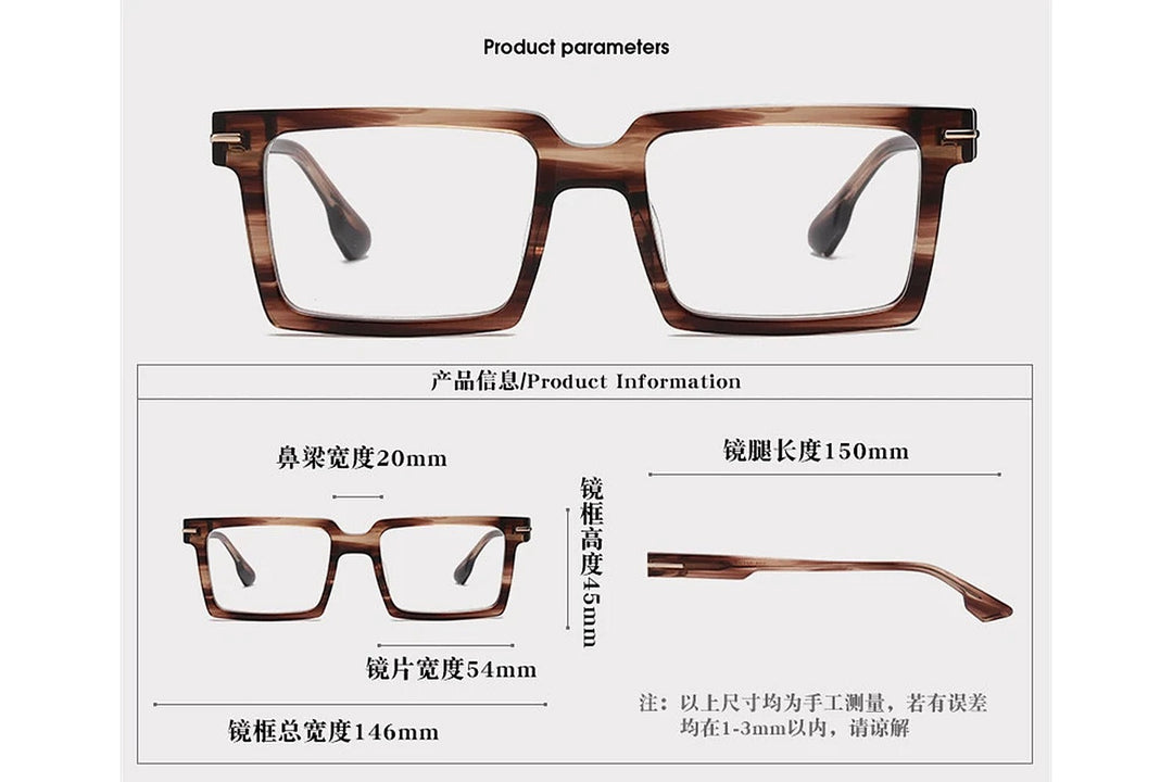 Black Mask Unisex Full Rim Square Acetate Eyeglasses BM-S528