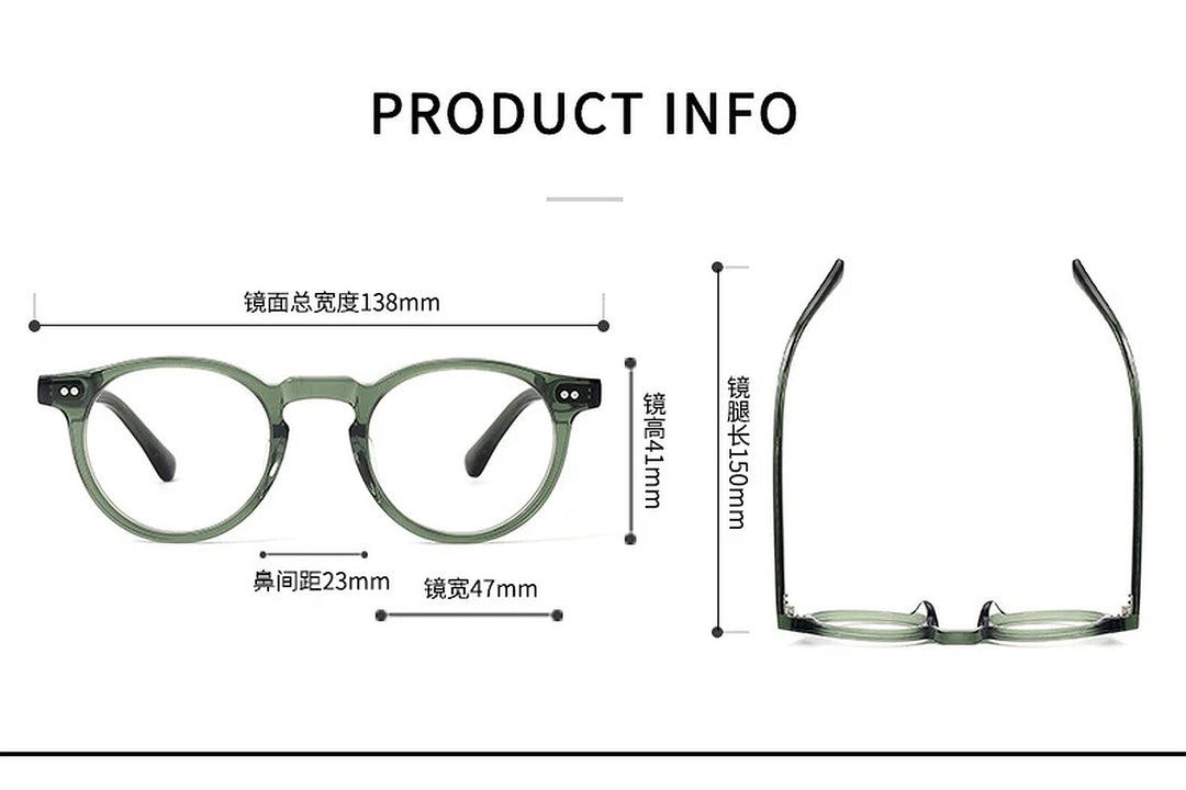 Black Mask Unisex Full Rim Round Acetate Eyeglasses BM-SH8095