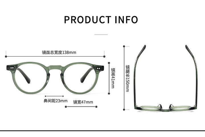 Black Mask Unisex Full Rim Round Acetate Eyeglasses BM-SH8095