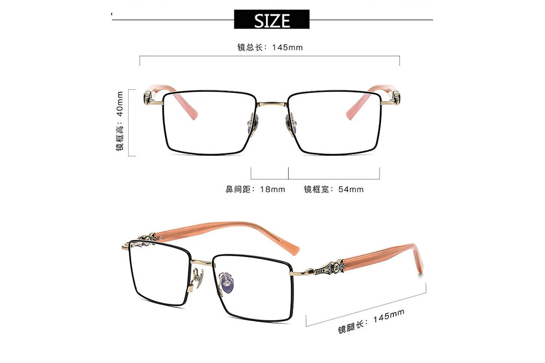 Black Mask Unisex Full Rim Square Titanium Eyeglasses BM-T6863
