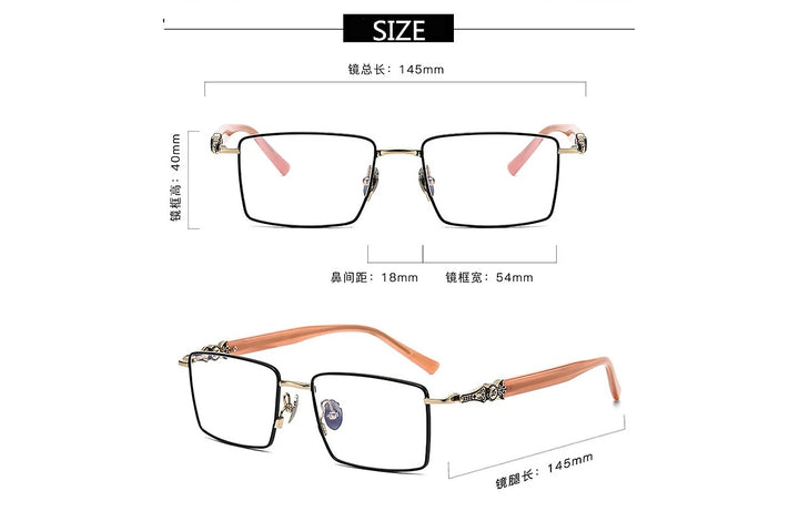 Black Mask Unisex Full Rim Square Titanium Eyeglasses BM-T6863