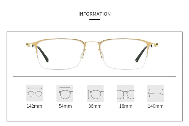 Black Mask Unisex Semi Rim Square Titanium Eyeglasses BM-X8203