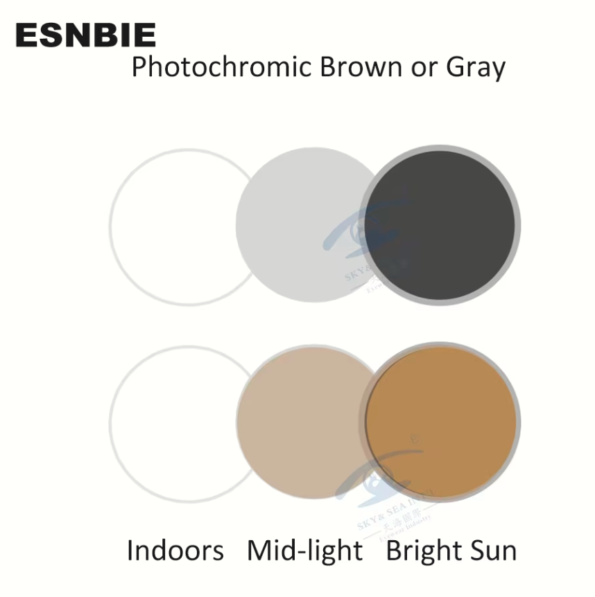 Esnbie Progressive Photochromic Lenses Lenses Esnbie Lenses 1.56 Gray 