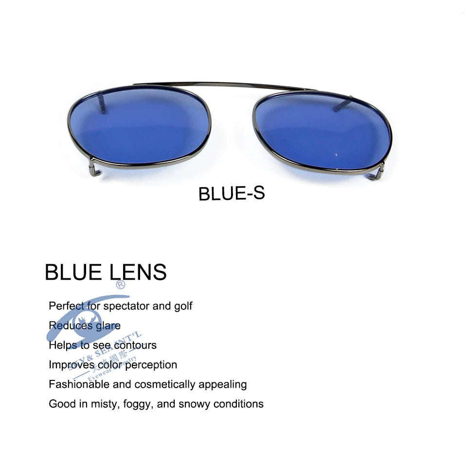 Esnbie Unisex Full Rim Round Polarized Clip On Sunglasses 4718-5218 With Clip Ons Esnbie gun blue-S as photo 