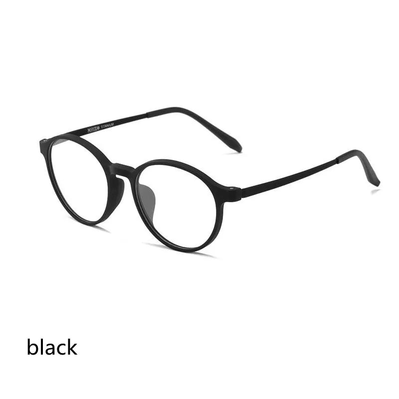 Kocolior Unisex Full Rim Round Rubber Titanium Hyperopic Reading Glasses 9135 Reading Glasses Kocolior Black China 0