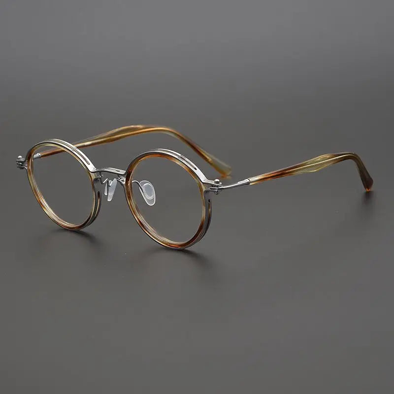 Aimee Unisex Full Rim Round Acetate Titanium Eyeglasses 49148