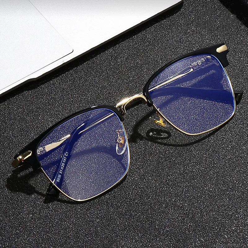 Kocolior Unisex Full Rim Square Acetate Titanium Alloy Eyeglasses 7509 Full Rim Kocolior   