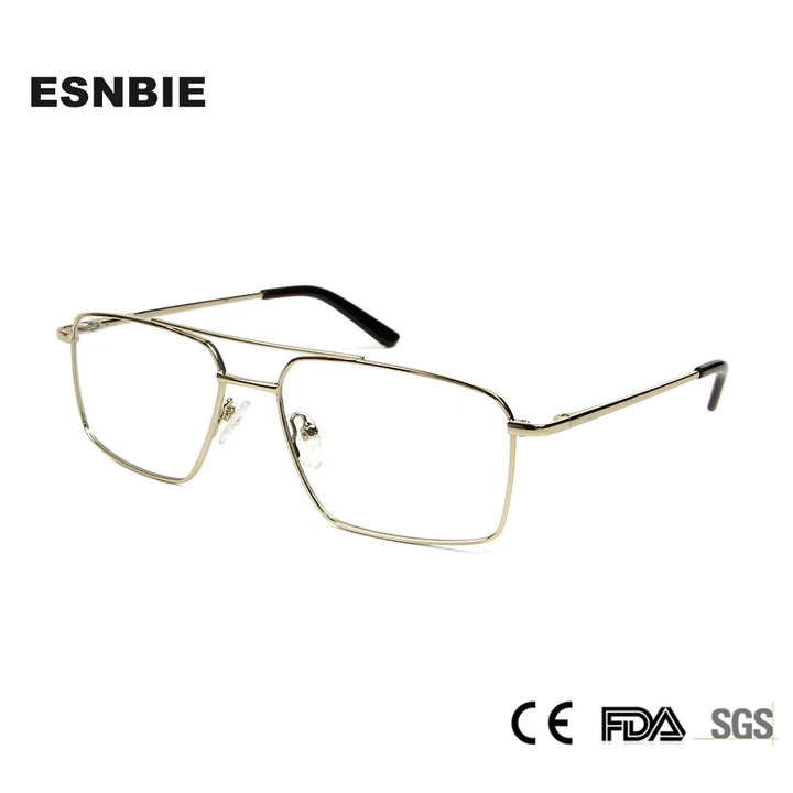 Esnbie Unisex Full Rim Square Double Bridge Alloy Eyeglasses 11361 Full Rim Esnbie   