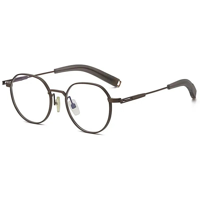 Aimee Unisex Full Rim Flat Top Oval Titanium Eyeglasses 25108 Full Rim Aimee Brown  