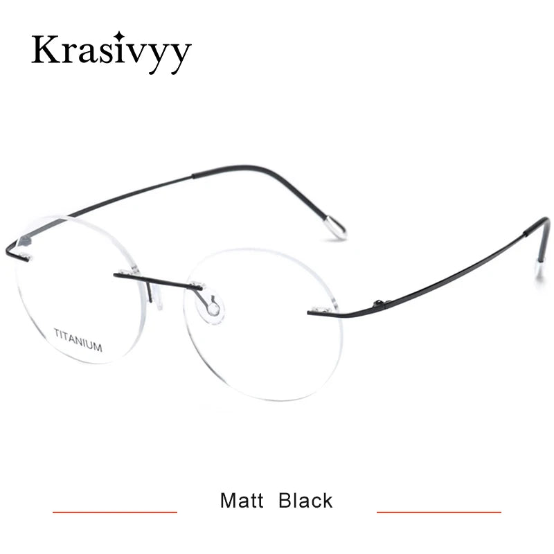 Krasivyy Unisex Rimless Round Pure Titanium Prescription Eyeglasses KR16012 size chart