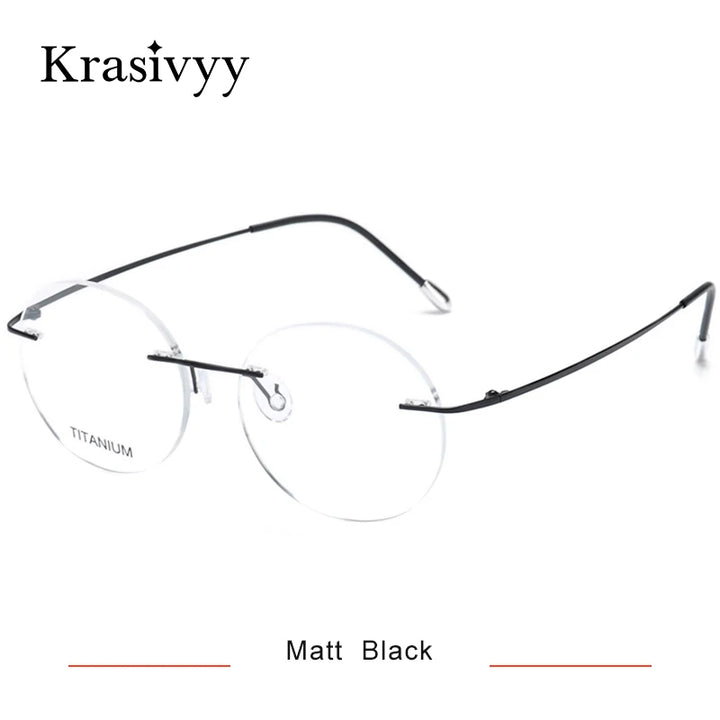 Krasivyy Unisex Rimless Round Pure Titanium Prescription Eyeglasses KR16012 size chart