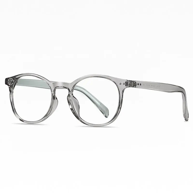 Hotochki Unisex Full Rim Round Tr 90 Alloy Eyeglasses 2301 Full Rim Hotochki Transparent Gray C25  