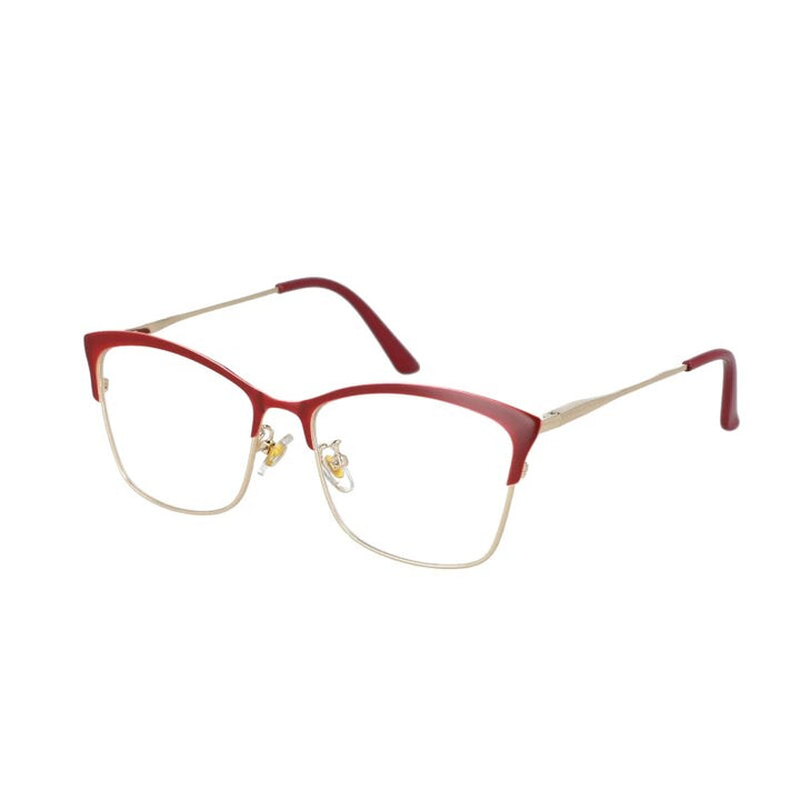 CCspace Women's Full Rim Square Cat Eye Tr 90 Alloy Frame Eyeglasses 51097 Full Rim CCspace Red China 