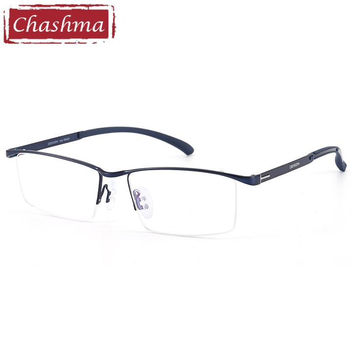 Chashma Men's Semi Rim Rectangle Titanium Alloy Eyeglasses P9317 Semi Rim Chashma Blue  